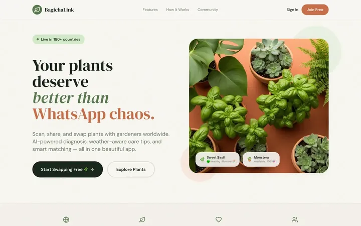 BagichaLink: Identify any plant, then swap cuttings with people nearby