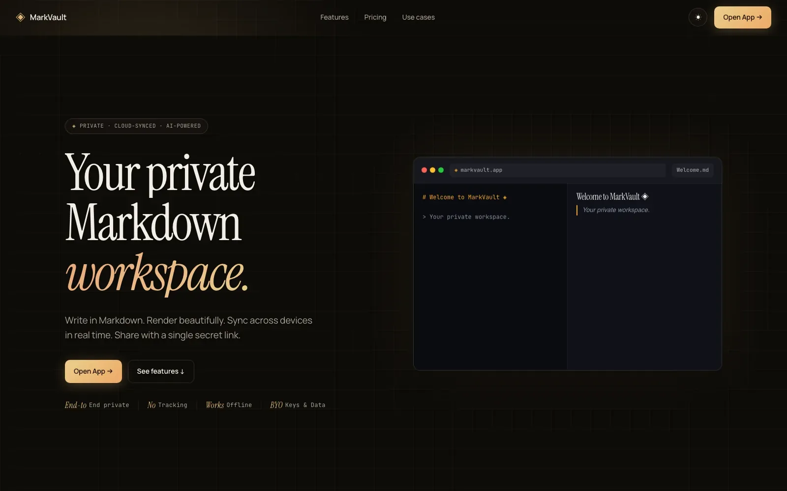 MarkVault: A markdown workspace that reads your notes back to you